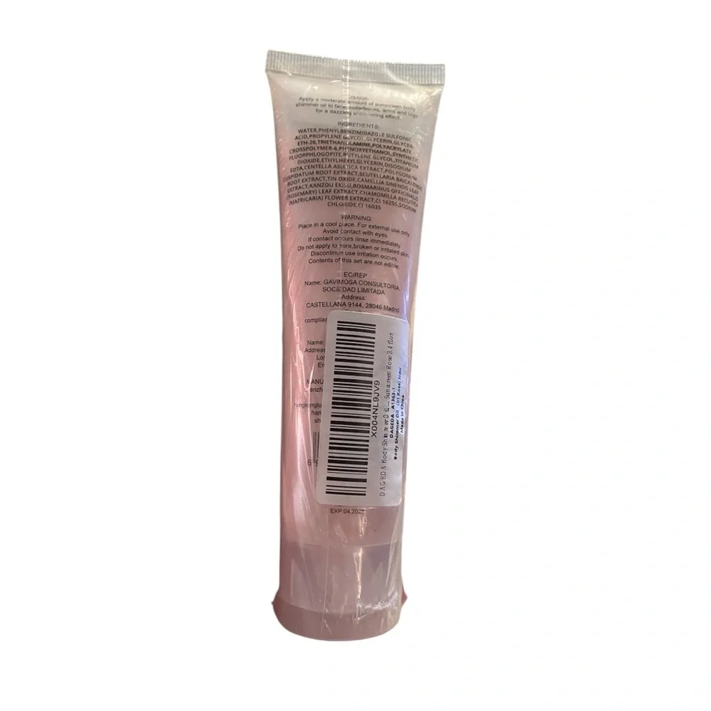 Dageda Rose Body Oil Shimmer SPF 30 Sun Shield Protection Face Body Glow 2-3.4oz
